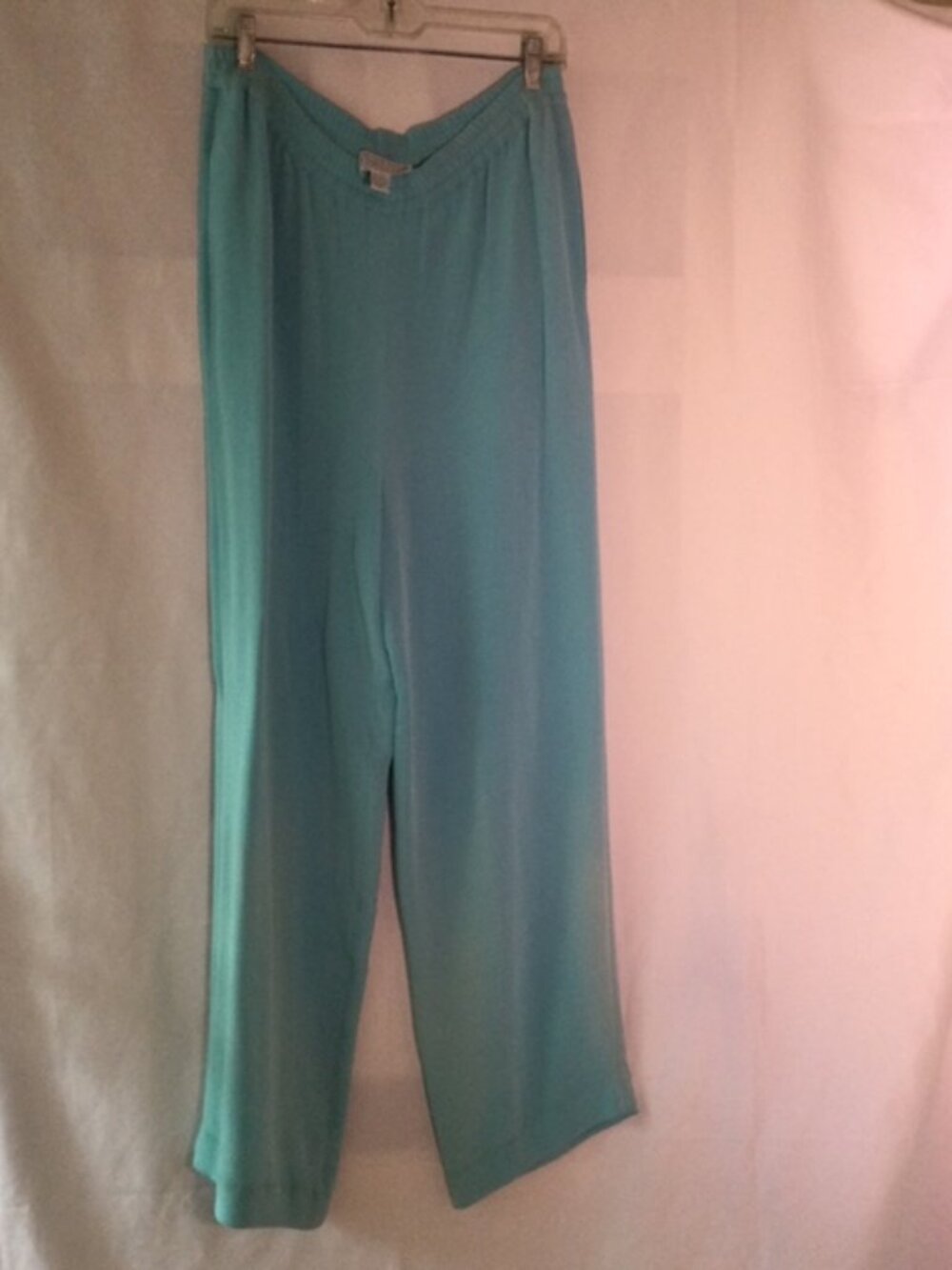 Saks Fifth Avenue Folio 100% Silk Wide Leg Pants Sky Blue Size 6
